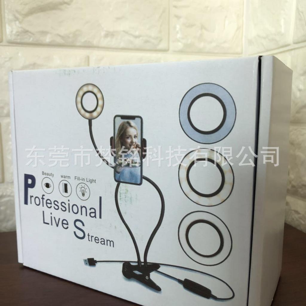 Luce LED di riempimento da 3,5" con clip USB e supporto per telefono regolabile per selfie e live streaming.