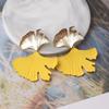 New Ginkgo Biloba Dangle Earrings for Women Gold Color Top Metal Statement Drop Earrings Boucle D'oreille Unusual Earrings