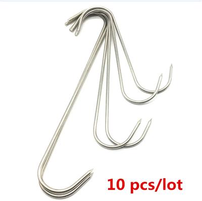 10 Pcs S Shaped Stainless Steel Beef Hook Roast Meat Squab Ring Chicken Wing Ring Kitchen Hooks Store Restaurant BBQ Bacon Tools