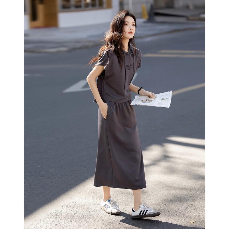 Women's Summer Hooded Two-Piece Top & Skirt Set
