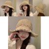 Stylish Ins Flower Foldable Straw Hat For Women Summer Beach Sun Protection