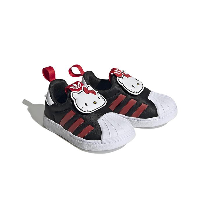 Hello Kitty x Adidas Originals SUPERSTAR 360 Abrasion Resistant Low top Baby & Toddler Shoes Black White Red HQ4091