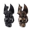 Drachenschädel-Statue in Metalloptik für Regal und Schreibtisch, 17cm Figur für Fantasy-Wohnungen und Party-Tischdekoration