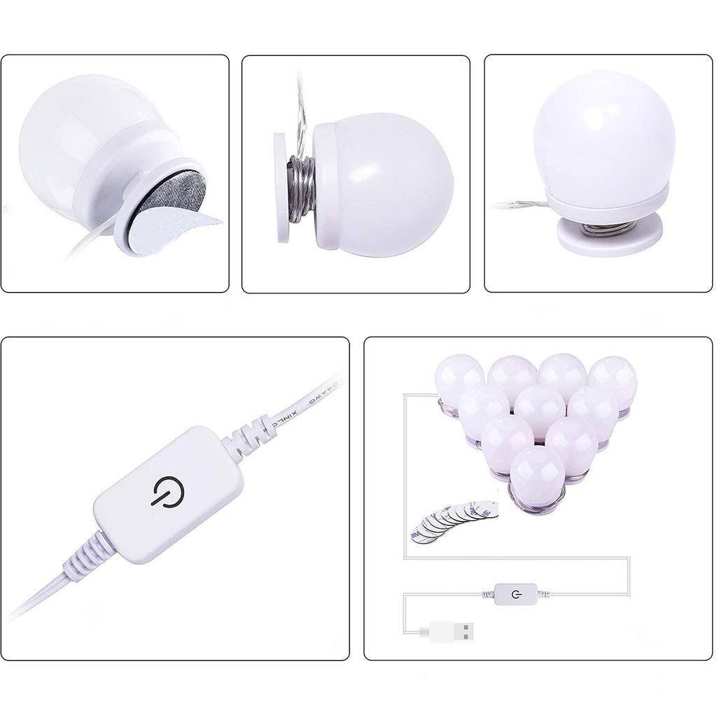 Three-Color Dimming Hollywood Vanity Makeup Light Bulb Set