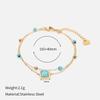 European and American new double-layer turquoise pendant necklace women's fashion versatile O-chain collarbone chain stainless steel necklace
