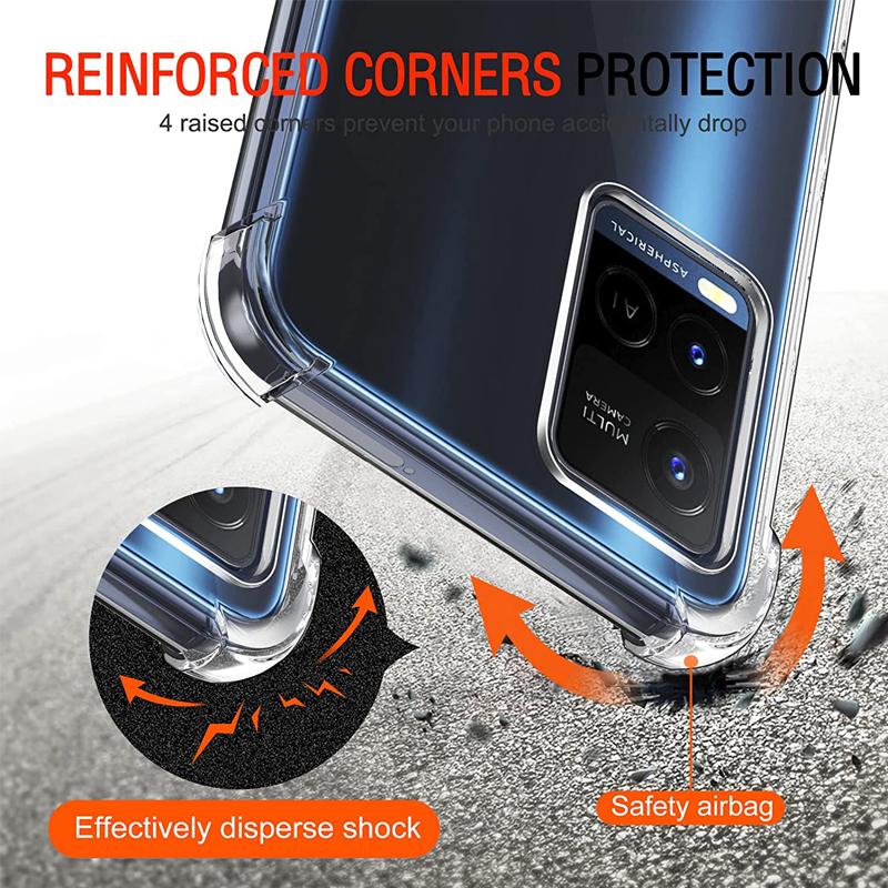 Clear Soft TPU Phone Case For Vivo V21E V23E V20 Pro Y1S Y21S Y31 Y15S Y33S Y50 Y20S Y20i Y11S Y12S Shockproof Trnaprent Silicone Back Cover Bumper