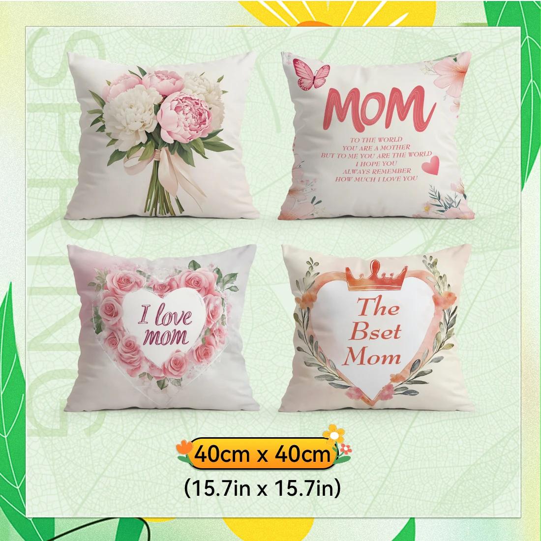 

4pcs/set Happy Mother s Day Cushions Pillowcase Polyester Cushion Cover Throw Pillow Pillowcover Home Car Sofa Decor
