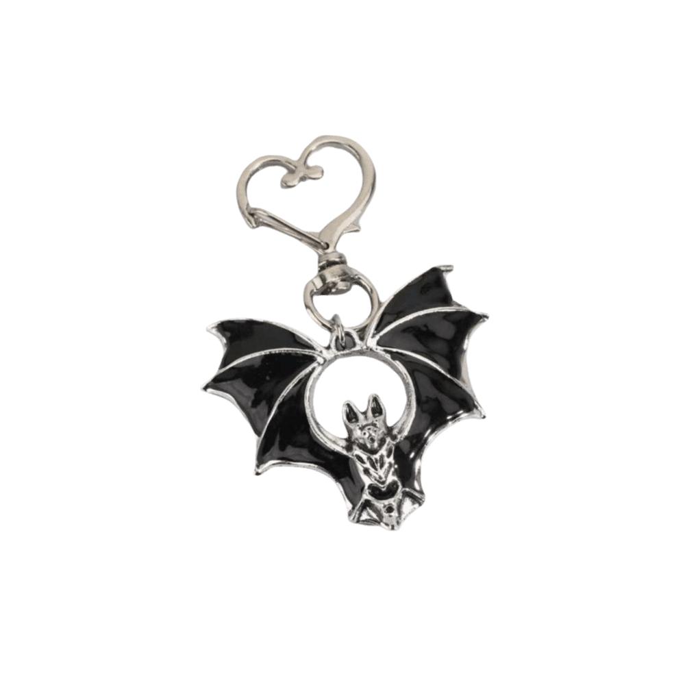 Enamel Bag Charm Black Gothic Key Ring Fashionable Halloween Bat Keychain For Women