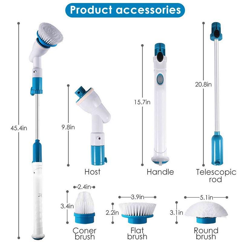 

Электрический вращающийся скруббер Турбо-скраб Чистящая щетка Беспроводной заряжаемый очиститель для ванной комнаты