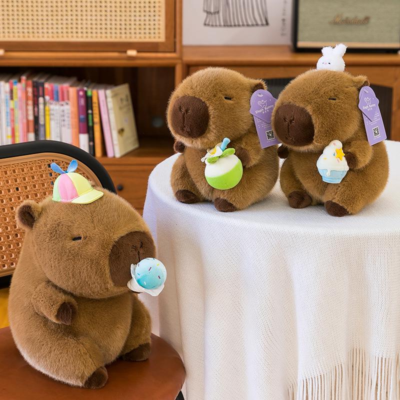 Summer Capybara Plush Doll Drinking Coconut Milk Capipala Ice Cream Guinea Pig Children's Companion Gift