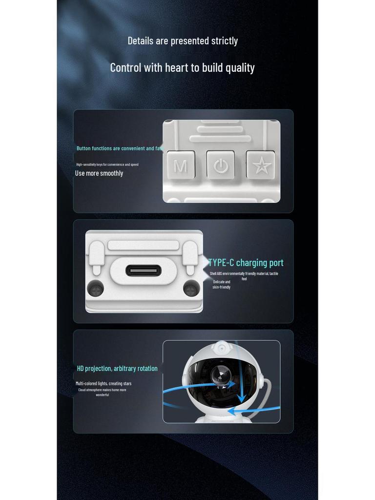 Starry Sky Astronaut Projector Lamp - Night Light & Laser Desk Lamp