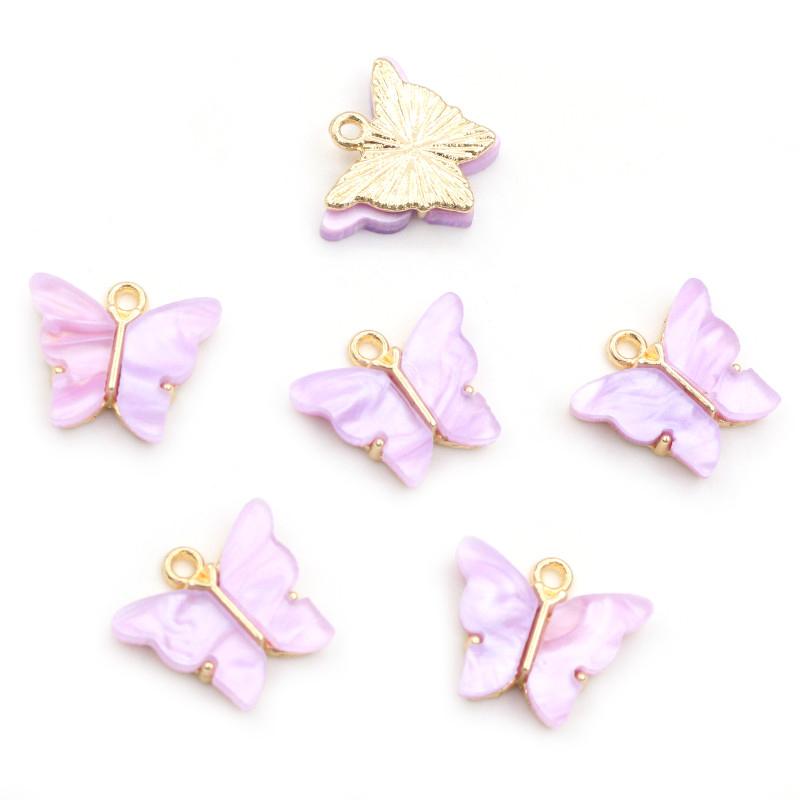 10 Stück 14x16mm Acryl Schmetterling Anhänger Legierung Metall Charm Anhänger Für Halskette Armband DIY Schmuckherstellung Zubehör Fundstücke
