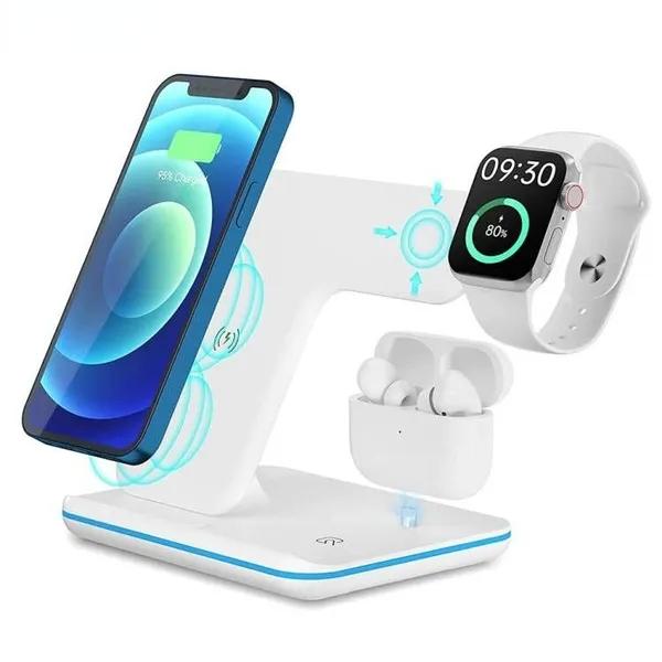 3 In 1 Charging Stand 15W Fast Qi Wireless Charger Dock USB Charging Station