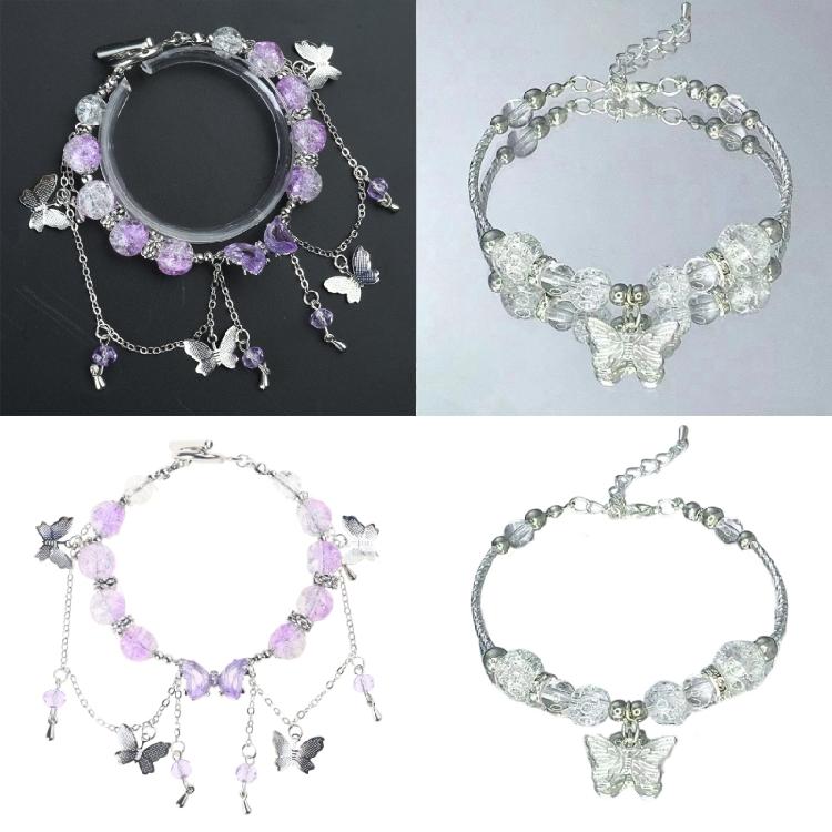 Exquisite Alloy Bracelet Accessory Distinctive Beaded Bracelet Charm With Butterfly Embellishments for Trendsetters