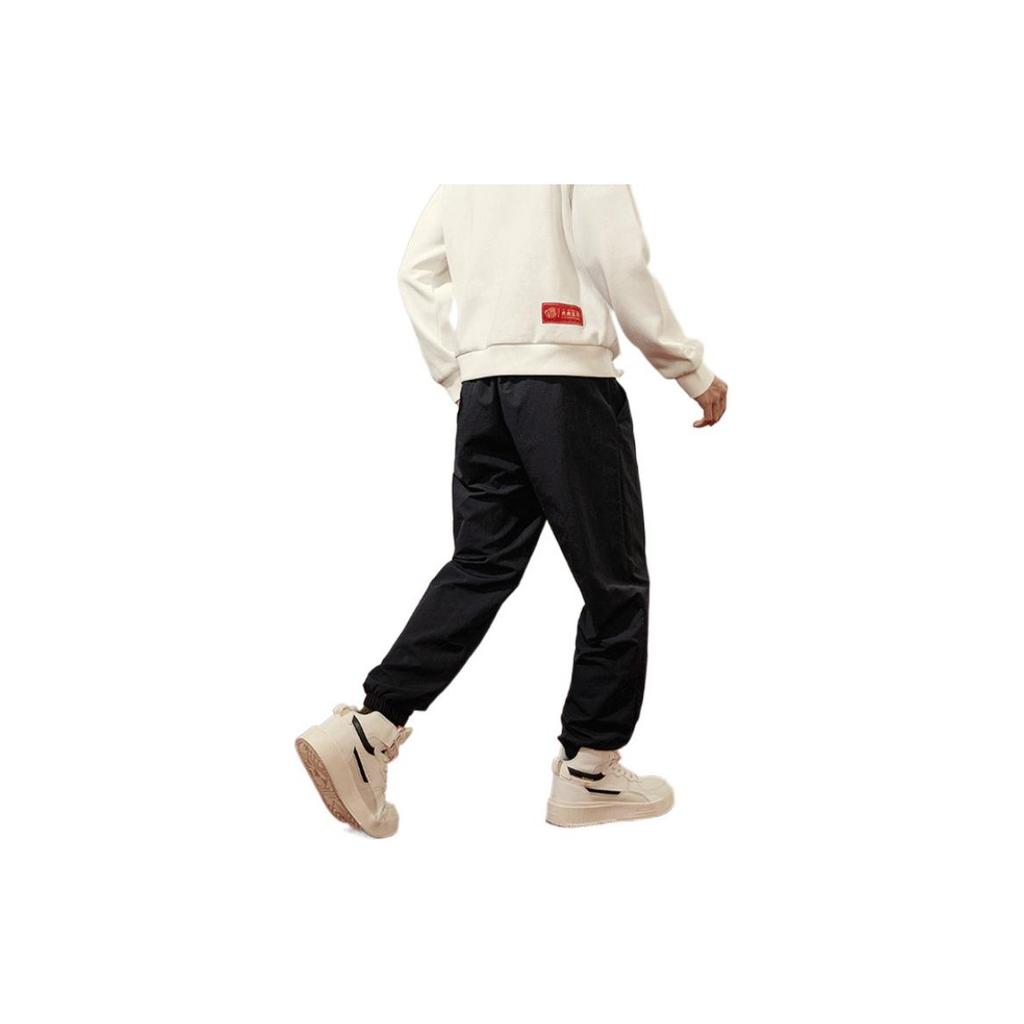 Anta Life Series Prosperous Tiger Casual Solid Color Jogger Pants Men Bottoms Black 952218542-1