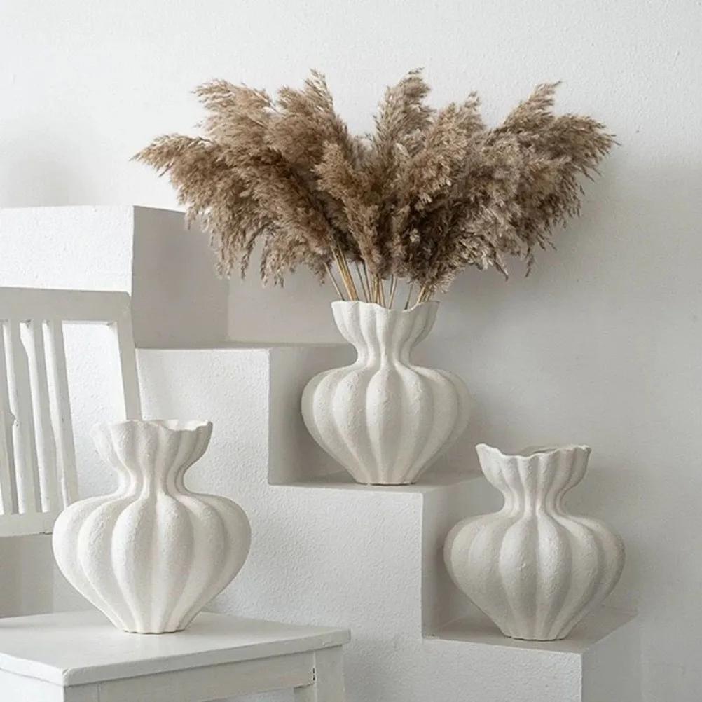 French Ceramic Vase White High-end Decoration Dining Table Living Room Retro Art Vase Room Decoration Accessories