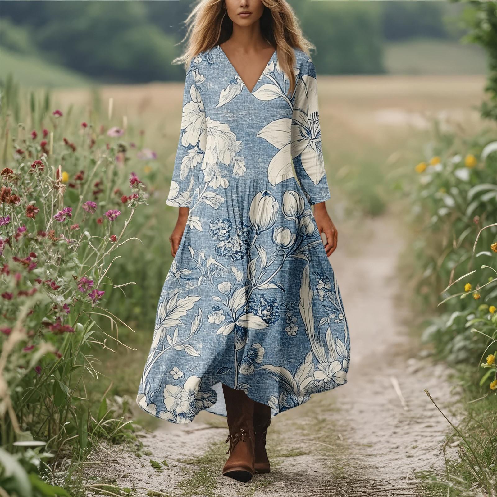 

Женское повседневное и модное платье с круглым вырезом и длинными рукавами средней длины XL