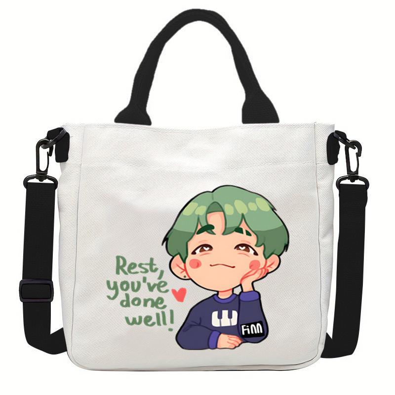 Felix Kpop Band Super Star Printed Crossbody Bag Casual Canvas Shoulder Bags