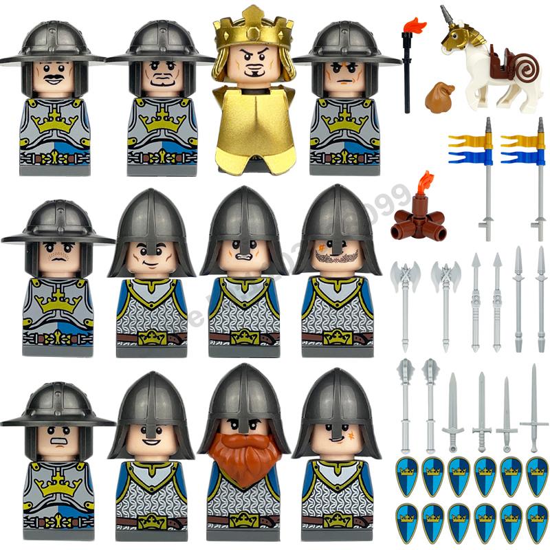 Medieval Military Building Blocks Roman Officer Soldier Knight Imperial Army Head Of State Elf Hunter Lion King War Horse Brick