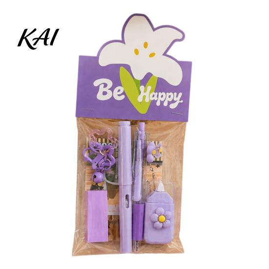 Macaron Color Stationery Flower Set, Correction Tape And Smooth Gel Pens Writing Pens, Portable Homework Essentials for Students Lightweight