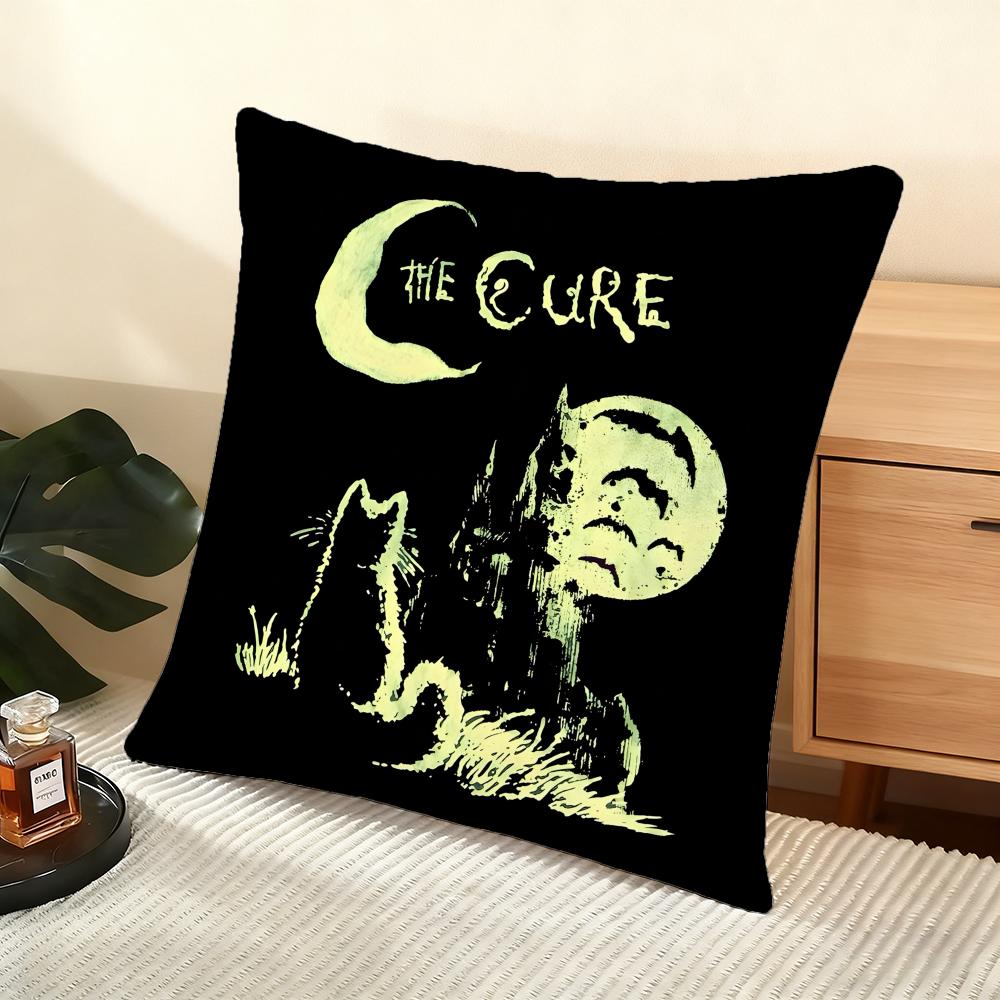 Vintage The C-Cure Rock Band Cushion Cover Soft Short Plush Pillow Cover Smooth Cozy Texture Aesthetic Cushion Case Home Decor