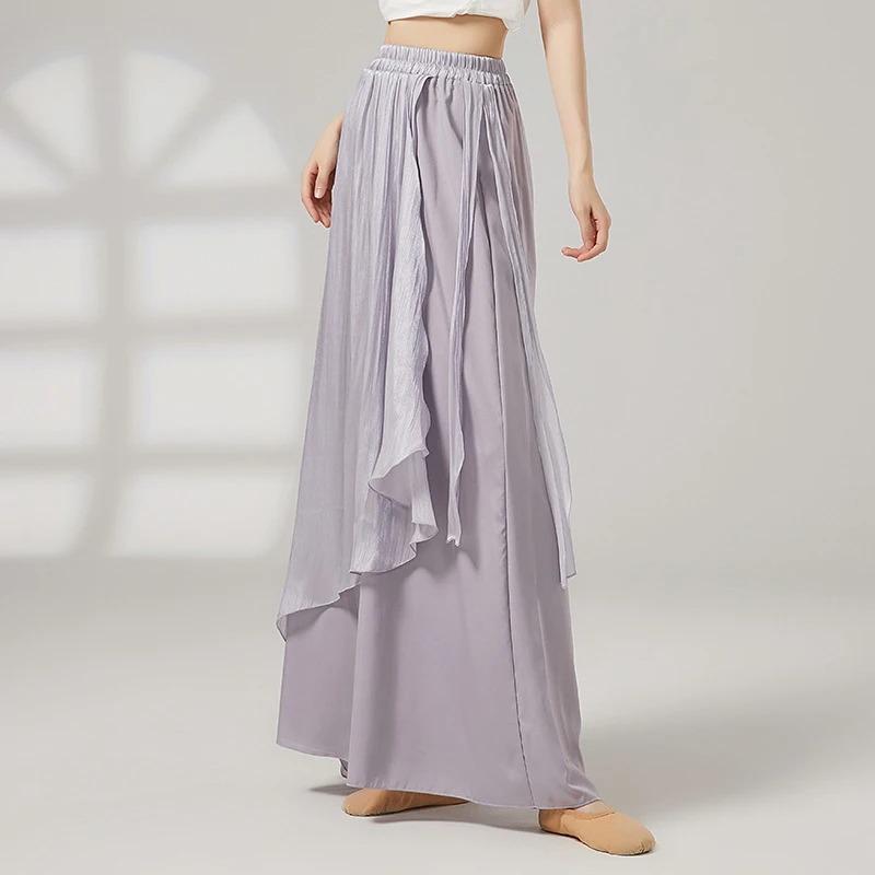 Gonna Pantalone Danza Classica Donna Larga Fluida Lucida Casual Costumi da Esibizione Abbigliamento da Pratica per la Danza