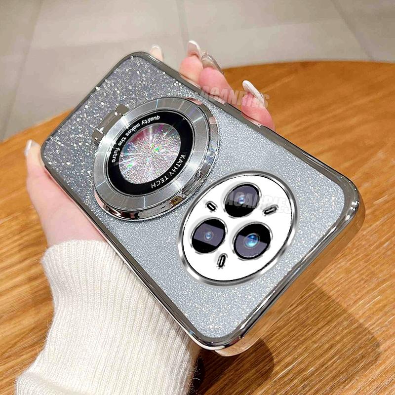 

Realme14pro Роскошный блестящий держатель с силиконовым чехлом для Oppo Realme 14 Pro Plus 14pro Противоударный защитный чехол-подставка Realme 14 Pro Plus