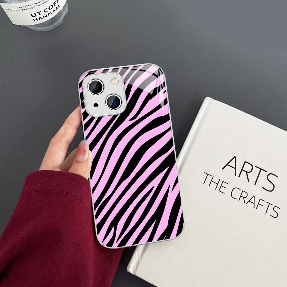 Zebra Print Clip Art For IPhone 14 13 12 Mini 11 Pro XS Max X XR 14 Plus Tempered Glass Cover