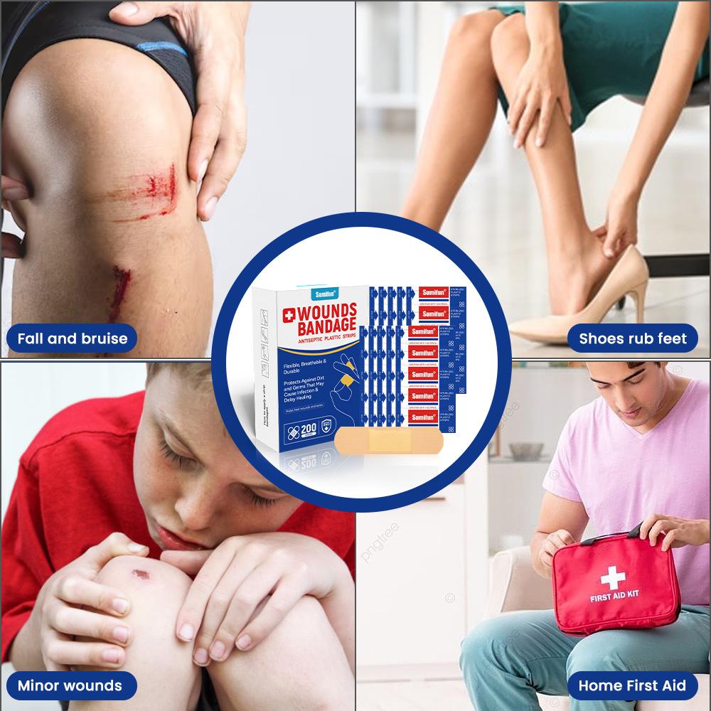 Sumifun 50/100 Pcs Wound Dressing Tape Flexible Breathable Strips Minor Cuts Burns Adhesive Pads Care Supplies Household First Aid