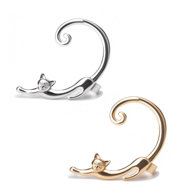 Süßes Tier für Katzenohr-Manschettenohrringe Kätzchen Clip-On Ohrstecker Wickelohrringe Schmuck für Damen und Mädchen Party-Accessoire