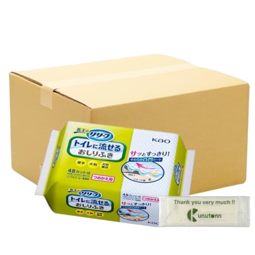 

Kunutonn Kao Relief Flushable Baby Wipes Refill, 24 Wipes (48 Cuts) + Bonus Original Logo, 24 Packs