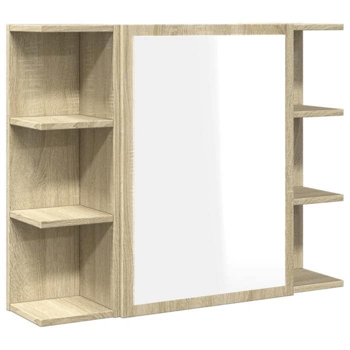 VidaXL Bathroom Mirror Cabinet Sonoma Oak 80x20.5x64 Cm Chipboard, Wall-Mounted Bathroom Cabinet, Wall Storage of 849603