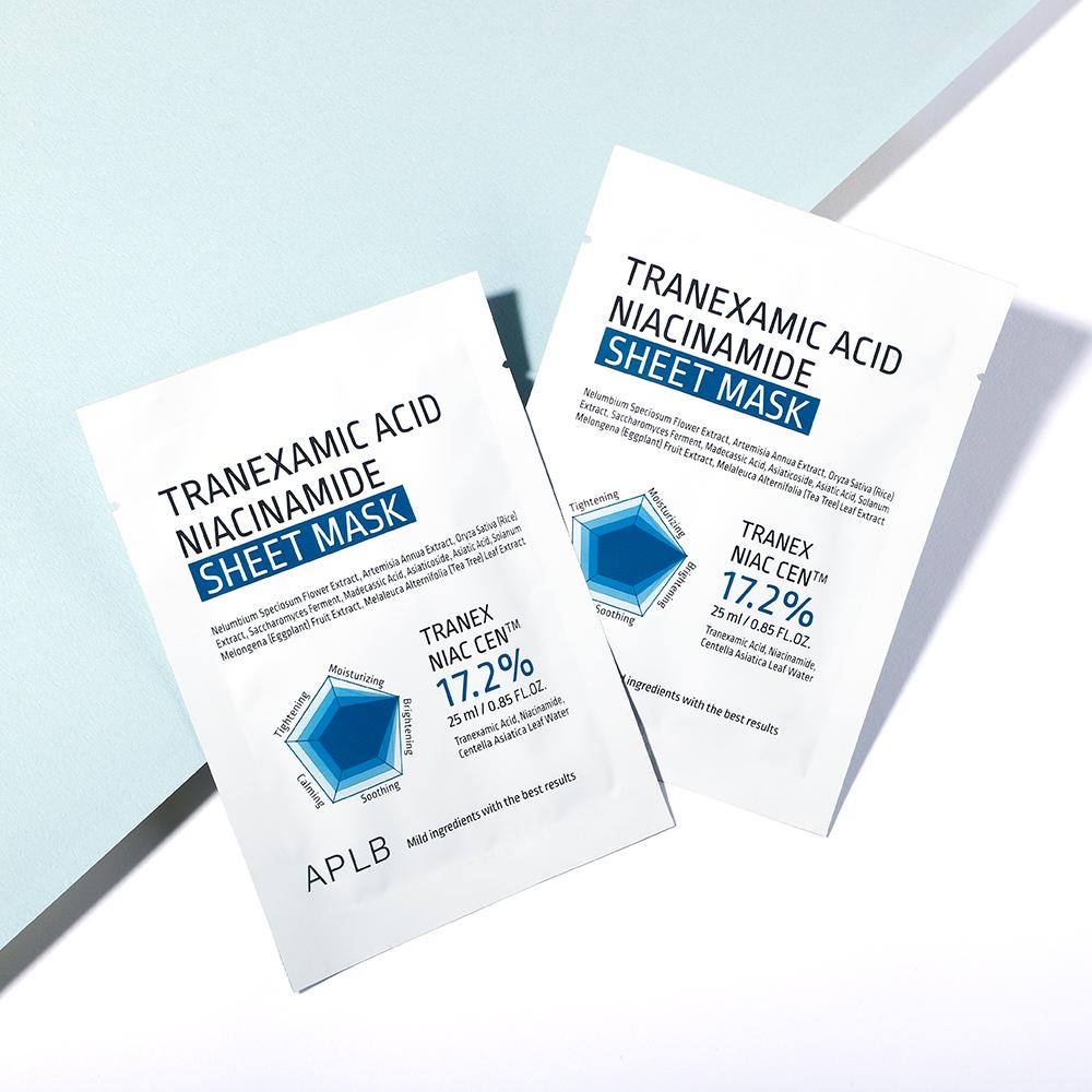 APLB Maschera in tessuto all'Acido Tranexamico e Niacinamide (10 pezzi) - Illuminante Idratante, Coreano
