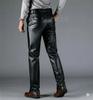 Leather Pant Leg Trouser Stylish Black Office Lambskin Outfit Men Fit Slim Real Handmade