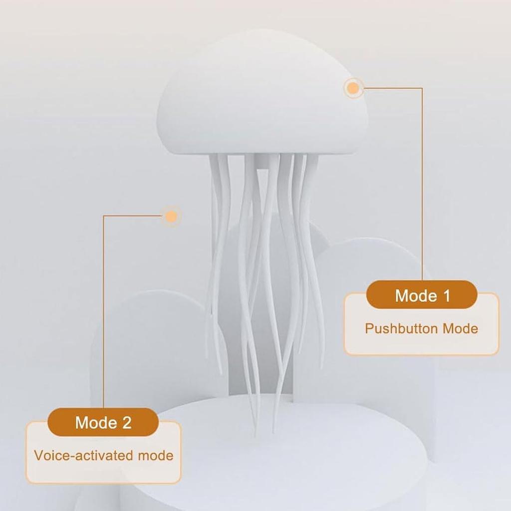 Dpofirs Jellyfish Lamp with Moving Tentacles, RGB Gradient Bedside Lamp, Rechargeable 1000mAh Battery, Hanging or Standing