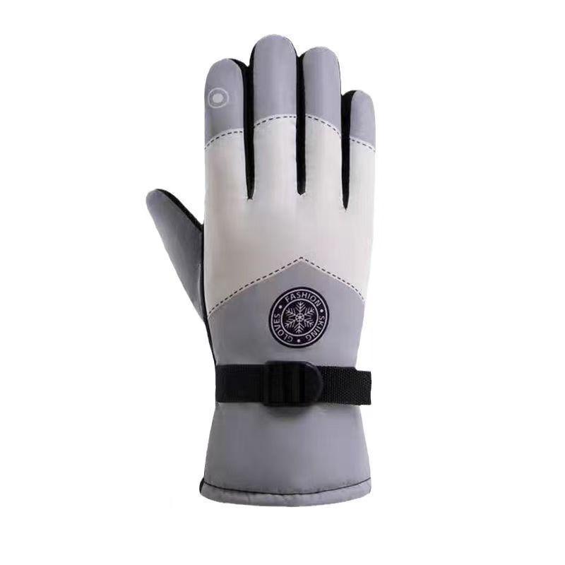 Popular Unisex Warm Waterproof Touchscreen Leather Cycling Gloves - Plush, Thick, Windproof for Winter