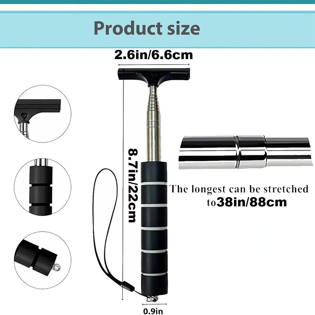 Retractable Car Rearview Mirror Squeegee Stainless Steel Glass Cleaning Scrubber Multi Functional Telescopic Window Wiper