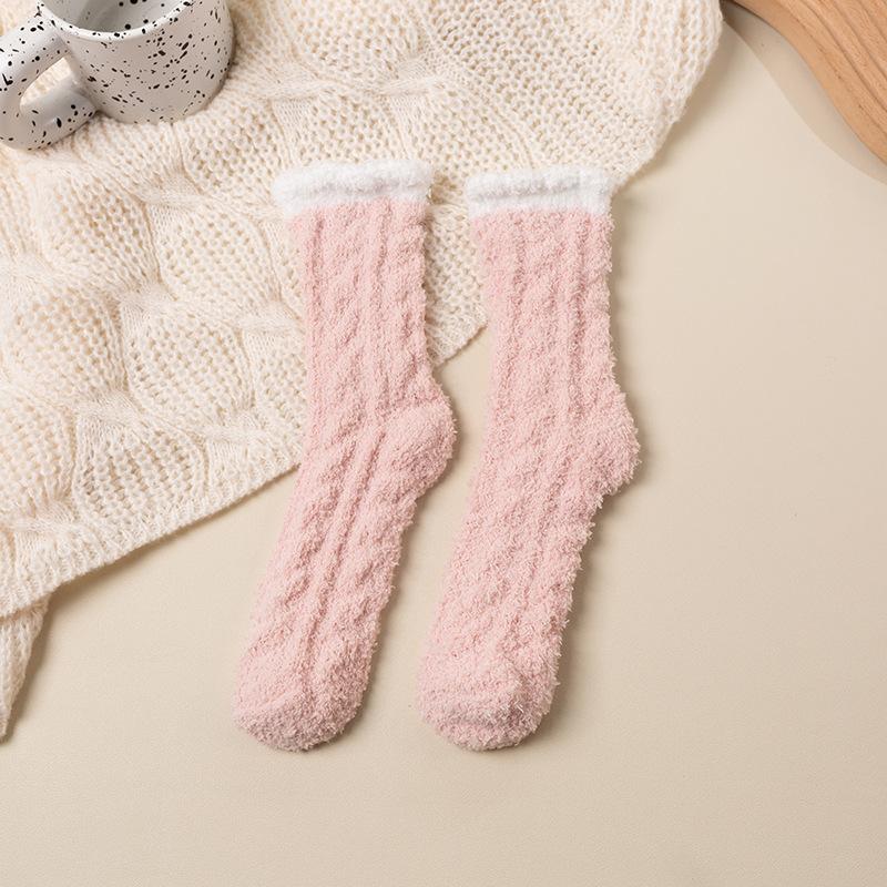 Female Autumn and Winter Plus Velvet and Thick Coral Velvet Floor Cotton Socks