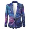 Womens Gradient Starry Sky Print Blazer Slim Fit Business Casual Jacket With Notched Lapel Single Button