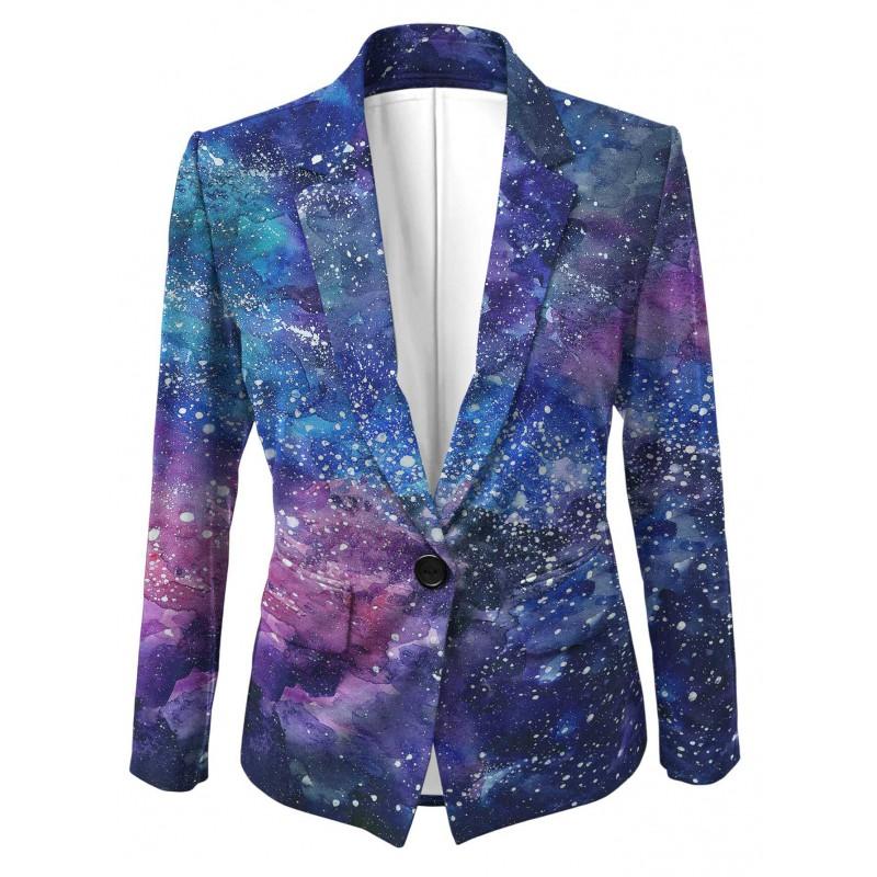 Womens Gradient Starry Sky Print Blazer Slim Fit Business Casual Jacket With Notched Lapel Single Button