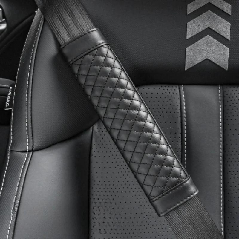 Car Seat Belt Shoulder Cover Embroidery Wear-resistant Non-slip Leather Safety Cover Car Interior Decoration Products