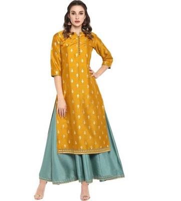 Women Designer Party Wear Poly Silk Kurta Ethnic Jacket Set Indian Bollywood Top Tunic Kurti