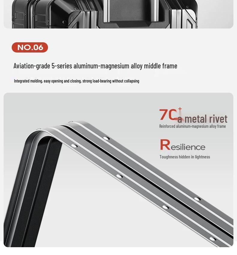 20-Inch Women's & 26-Inch Men's Aluminum-Magnesium Alloy Suitcase with Metal Telescopic Handle & Password Lock.