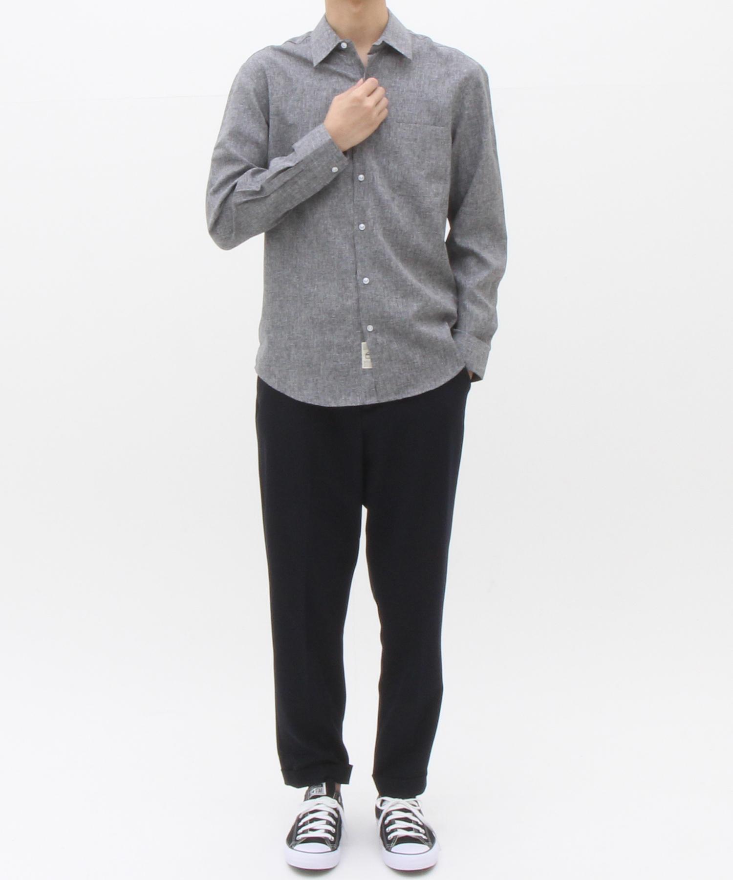 The Shirt Studio Deep Grey Loose Fit Chambray Solid Shirt 120