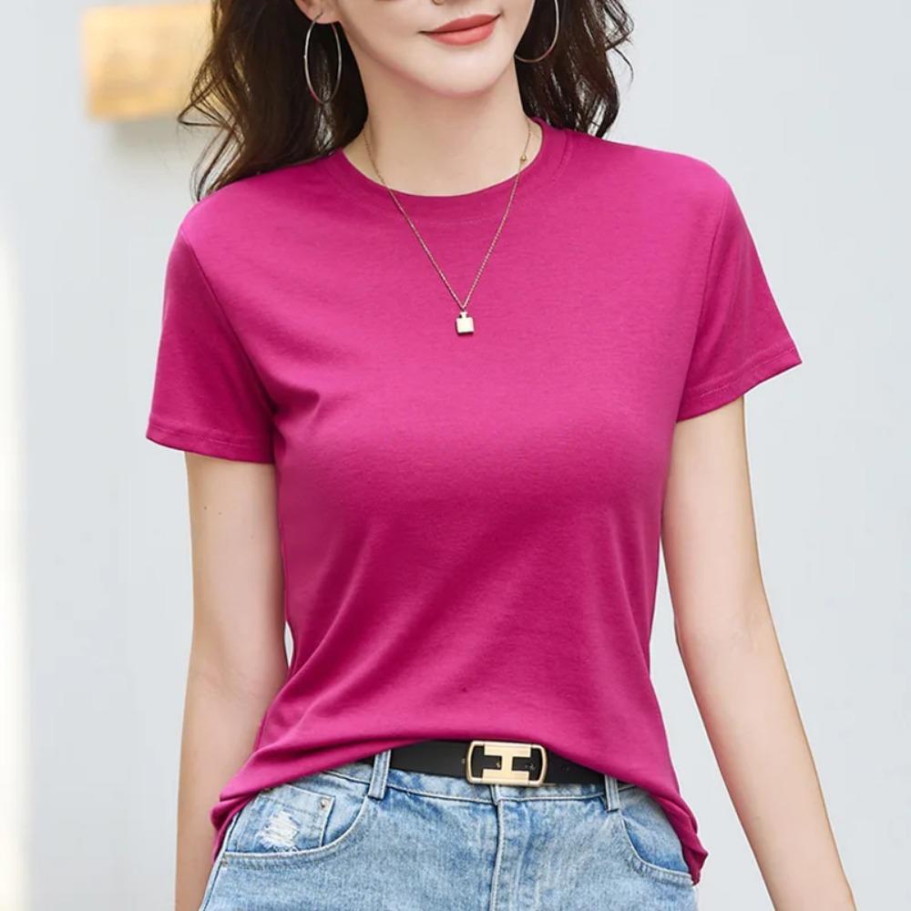 MRMT 2026 Brand New Women's T-shirt Short-sleeved Solid Color Trimming O-neck Women T Shirt for Female Woman Tops Tees Tshirt