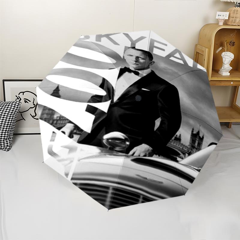 007 James Bond Theme Automatic Umbrella, Lightweight & Portable, 8 Rib, Perfect for Outdoor Travel, Birthdays, Christmas, Gifts.