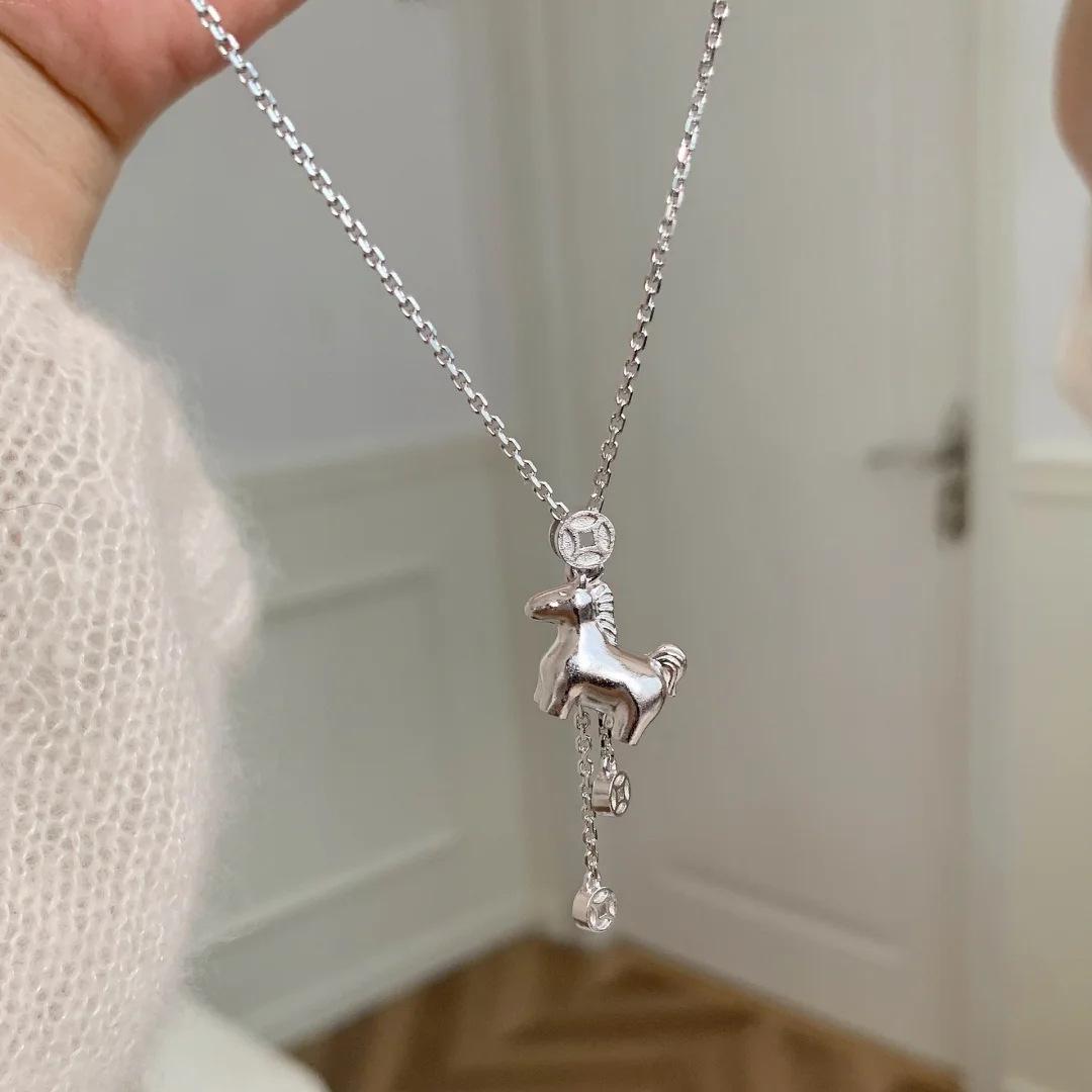 

Lucky Horse Coin Pendant Necklace For Women Vintage Gold-Color Money Charm Collarbone Chain Fashion Jewelry