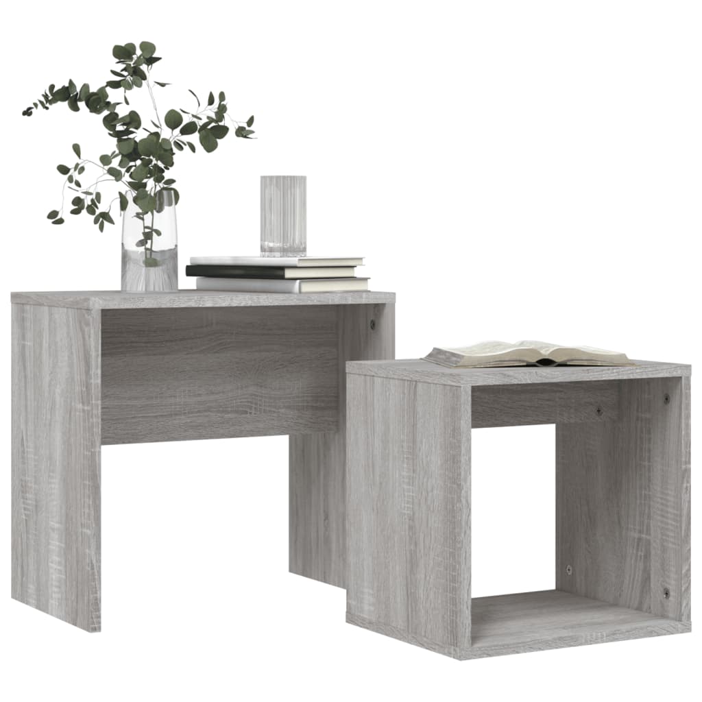  Slotted Tables, 2 Pcs, Grey Sonoma Oak