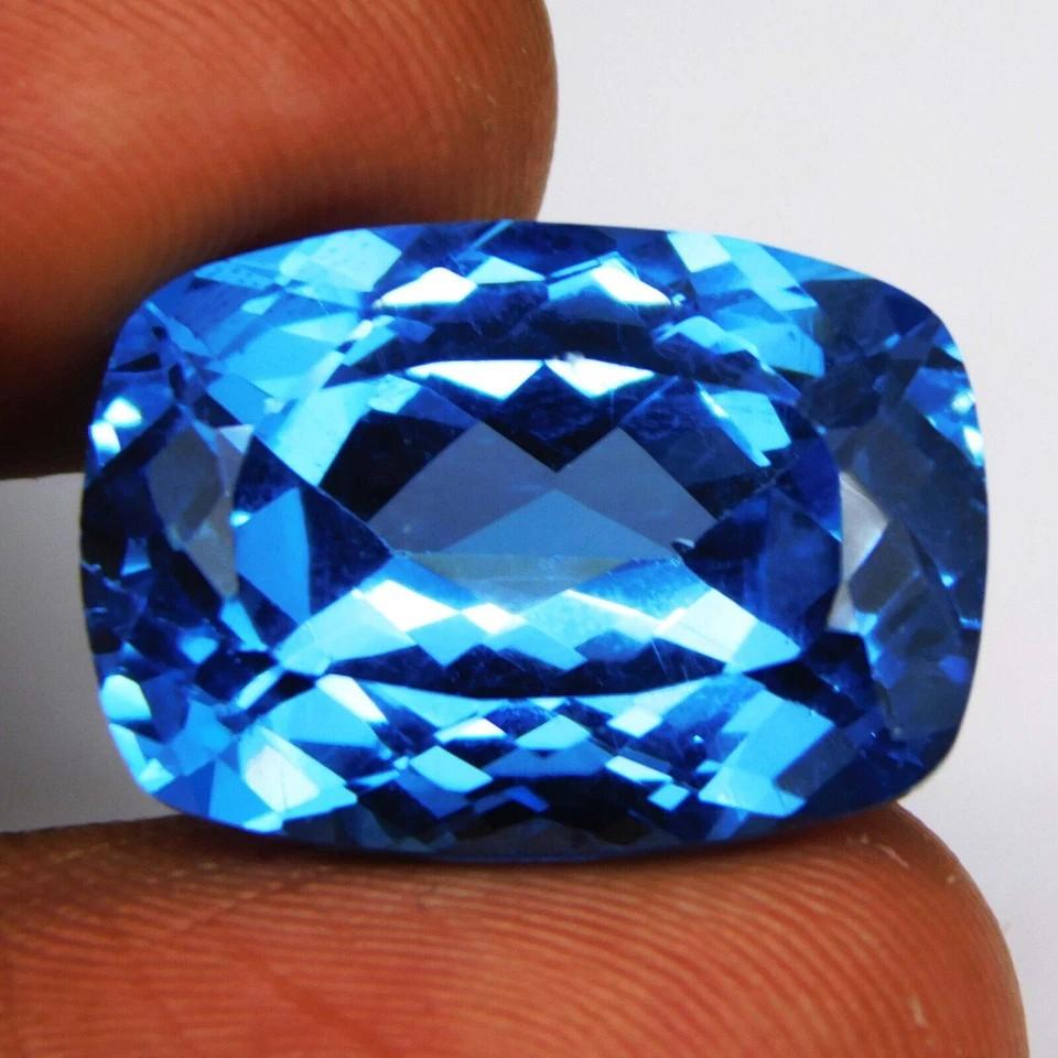 24.45 Ct Flawless Natural Teal Sapphire Cushion Rare Loose Gemstone