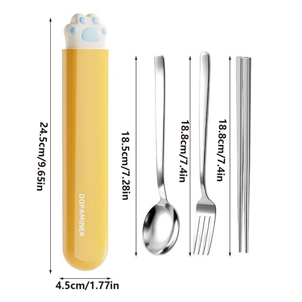 Portable Spoon Fork Chopsticks Set Cat Paw Travel Tableware Set Stainless Steel Cutlery Set Travel